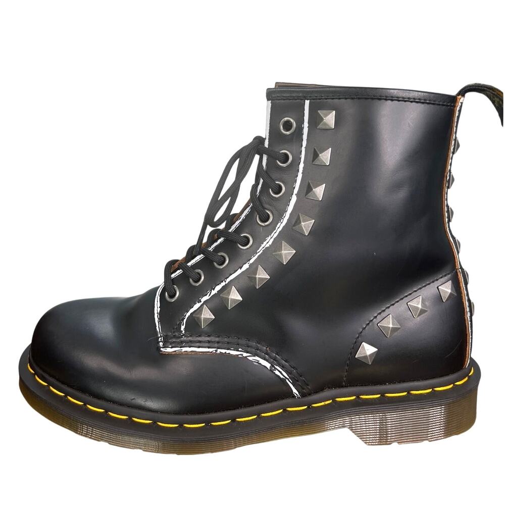Dr. Martens Unisex 1460 Stud 8 Eye Black Leather Combat Boots Size M 9 W 10 - Picture 3 of 10